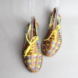 MIISTA Multicolor Leather Huarache Sandals Oxfords 38 Flats Shoes Spain 7